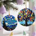2 x Vibrant Tree of Life Christmas Ornaments: Christmas Tree Ornaments & Holiday Decor  Tree of Life Gifts, Perfect Holiday Presents & Gift Ideas for Friends, Coworker, Family