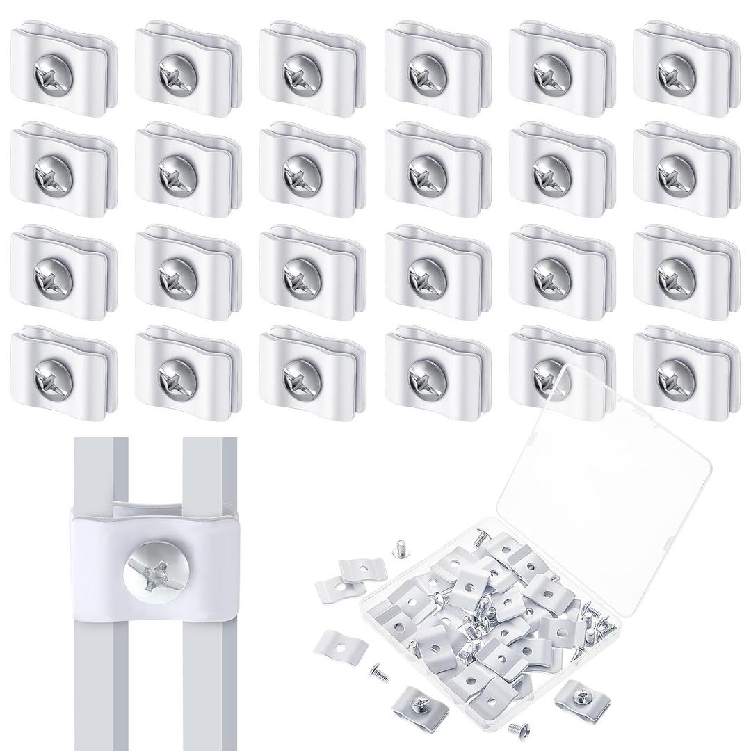 Therwen 24 Pieces Wire Grid Panel Connector Gridwall Joining Clips Grid Panel Joiner Connectors for Wall Grid Panels (White) Therwen 24 Pieces Wire Grid Panel Connector Gridwall Joining Clips Grid Panel Joiner Connectors for Wall Grid Panels (White)