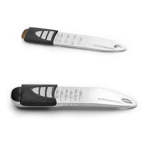 KitchenArt Stainless Steel Pro Sliding Adjust-A-Tablespoon and Teaspoon, Adjustable Measuring Spoon, Set of 1