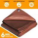 TarpsPlus Light-Duty 6 Mil Poly Tarps, Waterproof & Tear Resistant Temporary Cover, Multi-Purpose Tarp for Cars, Garden, Equipment, Camping & Outdoor Use, Brown 30' x 30'