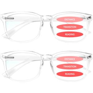 SIGVAN Progressive Multifocal Computer Glasses Women Men Blue Light Blocking Reading Glasses Spring Hinge Readers (2 Transparent, 2.75)