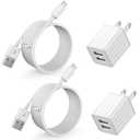 iPhone Fast Charger,2Pack Dual Port Wall Charger with Fast Charging 6.6FT Long Nylon Braided USB to Lightning Cable Cord Double Wall Charger Adapter Block Plug for iPhone 14 13 12 Pro Max 11 SE iPad (10FT, White)