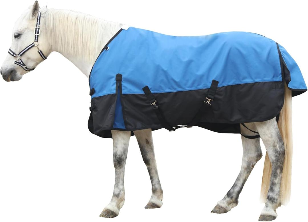Gallopoff 1200D Ripstop Waterproof Breathable Horse Blanket (0g No Fill), Lightweight Turnout Rain Sheet, Keeps Dry in Mud & Wet Weather Blueblack 72"