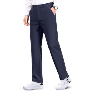 Mens Golf Pants Dress Work Stretch Slim Slacks Classic Fit Comfy Straight Leg Casual Trousers with Pockets, 36