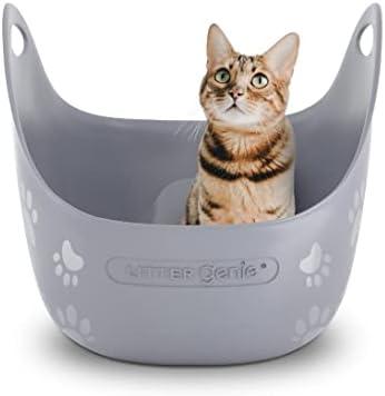 Litter Genie Cat Litter Box | Made with Flexible, Soft Plastic | Features High-Walls and Handles for Privacy and Portability