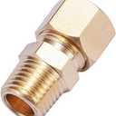 Brass Compression Tube Pipe Fitting Connector, Straight Coupling Adapter, 3/8" Tube OD x 1/4" NPT Male Connector 5pcs (3/8" OD Compression x 1/4" NPT Male)