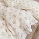 BuLuTu Kids Toddler Muslin Pillowcase Girls Boys Shabby Chic Floral Pillow Cases for Standard Pillow Kids Cotton Pillow Covers, 1 Pack, Envelope Closure, Machine Washable 19"W x 29"L