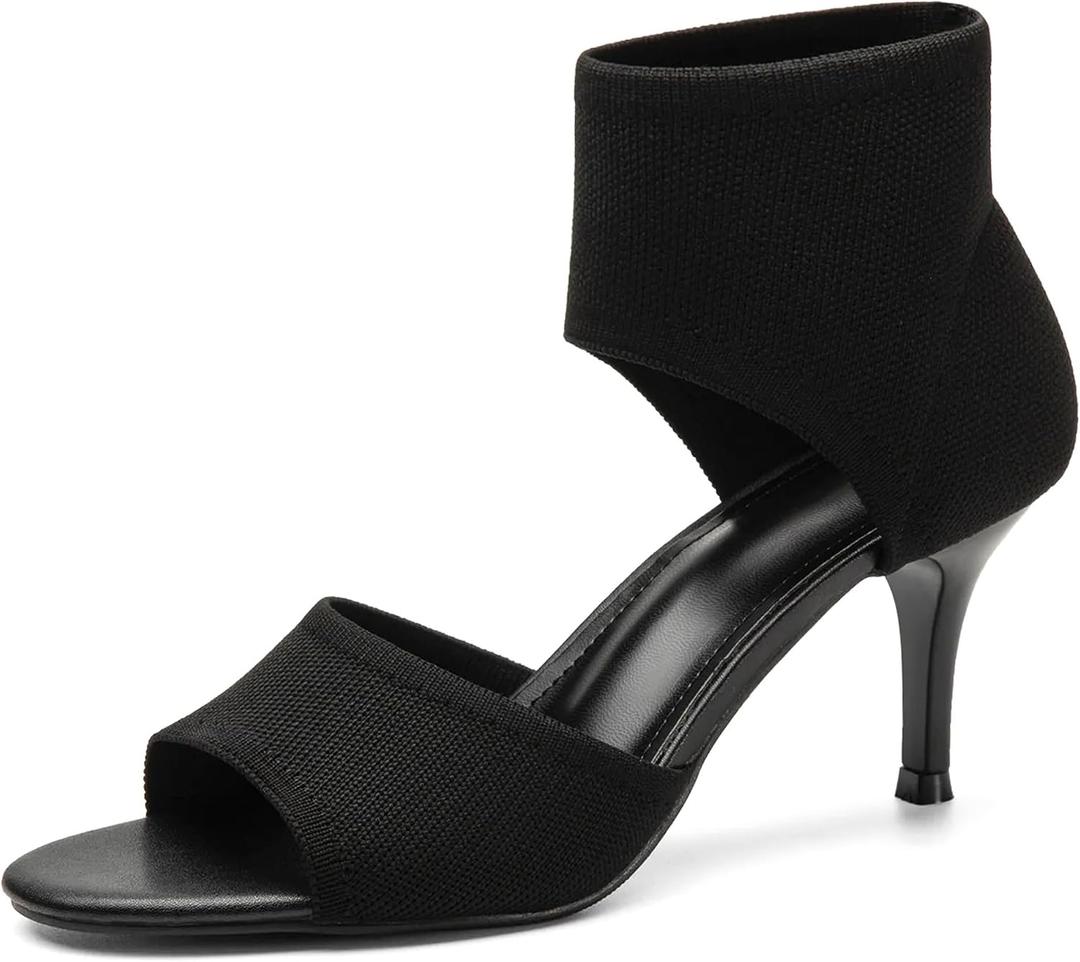 NEWBELLA Women's Peep Toe Stiletto Heeled Sandals