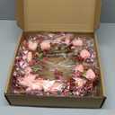 24 inch Valentines Day Wreath, Valentines Wreaths for Front Door Decor, Pink Tulip Wreath with Heart Berry for Front Door Wedding Anniversary Dinner Decoration