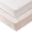 Burt's Bees Baby Essential Organic Cotton Fitted Crib Sheet, Breathable for Boy Girl Standard Crib & Toddler Mattresses (2-Pack, Good Night Sky Pink 2-pk)