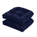 19x19 Outdoor Chair Cushions Set of 2, Wicker Patio Furniture Cushions with Tufted Buttons, Thick Outdoor Seat Cushions for Lawn Chairs, Overstuffed and Water Resistant, Navy