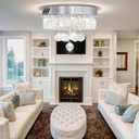 Dia 12" Mini Chandelier Flush Mount Chandelier for Hallway, Crystal Ceiling Chandeliers for Dining Room, Bedroom, Living Room, Entryway, Kitchen (Chrome Ceiling Light Fixture)