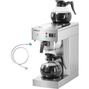 NUPANT 12-Cup Commercial Coffee Maker with Water Line 1.8L Auto-Filling Drip Coffee Maker Machine with 2 Glass Carafes and 2 Warmers Stainless Steel Pour over Coffee Brewer for Restaurant Office cafe