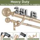 Double Curtain Rods 36 to 72 Inches(3-6feet) for Window, Adjustable Telescoping Drapery Rod with Aluminum Alloy Brackets, 1 Inch Diameter Front, 5/8 Inch Diameter Back Pipe, Champagne Gold