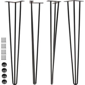 SPACEEUP 30" Hairpin Table Legs, 4PCS Coffee Desk Legs with Rubber Floor Protectors, 880lbs Load Capacity, Heavy Duty Black Metal Furniture Legs 3 Rods for DIY Bench Desk Dining End Table Chairs