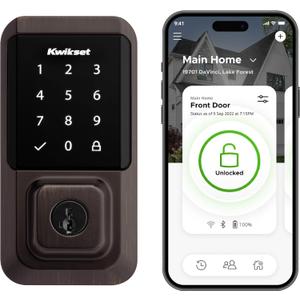 Kwikset Halo Wi-Fi Smart Lock, Keyless Entry Front Door Touchscreen Deadbolt, App Control, Grade AAA Certified, Easy Install No Hub, Venetian Bronze Finish