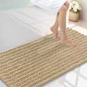 Smiry Bathroom Rugs Mat 40x24, Extra Soft Absorbent Chenille Bath Rugs, Non Slip Rubber Backing Machine Washable Quick Dry Bath Mats for Bathroom Floor, Tub, Shower, Home Decor Accessories, Beige
