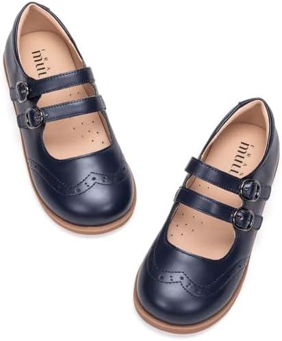 Frank Mully Girls Flats Mary Jane Shoes Round Toe Dress Shoes School Oxford Flats for Toddler/ Little Kid, Size 200