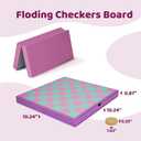 YOBRO Colorful Checkers Board Game, Portable Travel Checkers Set with Folding Board, Classic 2-Player Strategy Game for Family Fun, Family Game Night