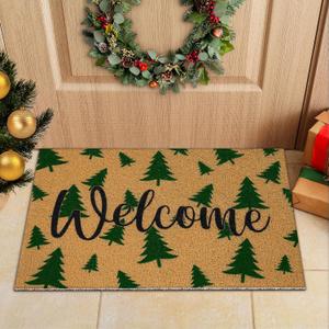 Winter Doormat Welcome Floor Mat Winter Rubber Outdoor Rugs Decorative Coir Non Slip Doormat for Front Porch Decor Home Entrance Indoor Outdoor
