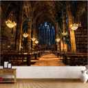 Lunerfex Vintage Bookshelf Library Tapestry Wall Decor Tapestry for Bedroom Art Tapestries Wall Hanging for Bedroom Living Room Bookshelf04 44"x60" (Black Yellow)