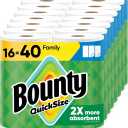 Bounty Paper Towels Quick Size, White, 16 Family Rolls = 40 Regular Rolls