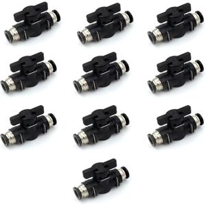 6mm Push to Connect Ball Valve Union Air Flow Control Valve Quick Connect Tube Fittings Pneumatic Valve Air Hose Fittings 5pack