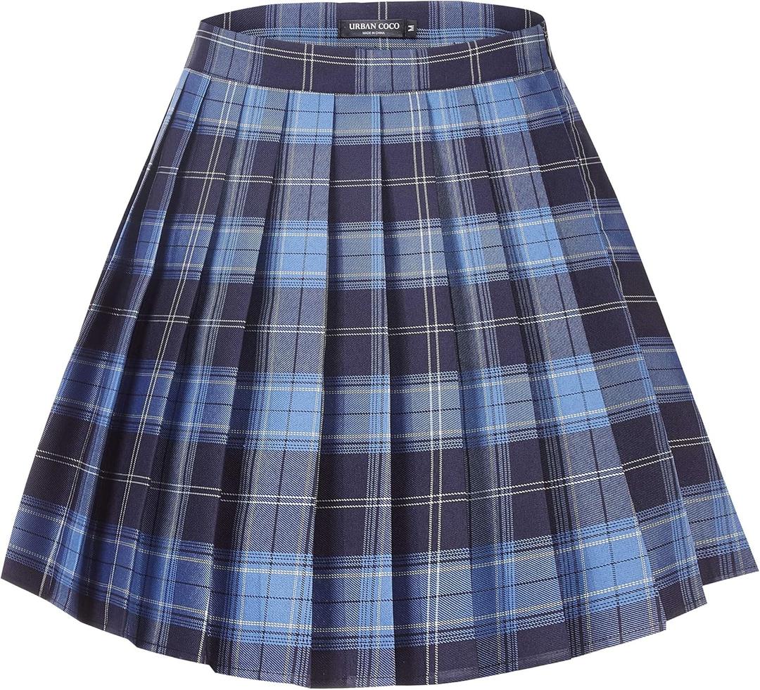 Urban CoCo Women's Uniforms Plaid Pleated Mini Skirt (X-Large, #2)