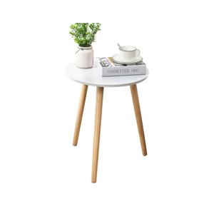 Apicizon Round Side Table, White Bedside Table Coffee End Table for Bedroom, Living Room, Small Spaces, Easy Assembly Nightstands with Natural Wood Legs, 16.5 x 20.5 Inches