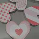 6Pcs Valentine's Day Wooden Hearts Tiered Tray Decor, Farmhouse Distressed Pink Heart Shaped Love Signs Table Decor for Home Office Tabletop