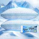 QUTOOL Double Sided Cooling Pillow for Hot Sleepers, Shredded Memory Foam Pillows King Size Set of 2, Adjustable Soft & Firm Gel Bed Pillow for Side, Back, Stomach Sleepers, King-20'*36'