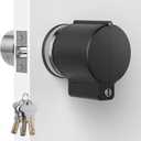 AST Door Knob Lockout Device with 3 Keys, Childproof Door Knob Covers, Lock Out to Smart Doorknob. Safety Cover for Faucet, Valve, Spigot. Prevent Access to Keyhole, Matte Black with Brass Keys