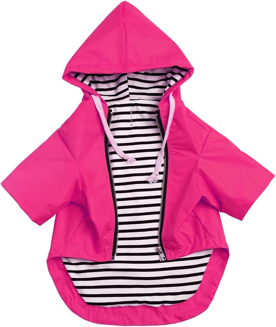 Dog Raincoat rain Jacket Raincoat Dogs Waterproof Small Medium Breeds Zip Closure Storage Pocket Harness Hole Pink XL