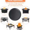 Fire Pit Surround Surface Lid for Solo Stove Bonfire and Ranger, for 19"-24" Propane Gas Fire Pit, Heavy Duty Cold-Rolled Steel FirePit Cover, 23.75" FirePit Lid Replacement Accessories