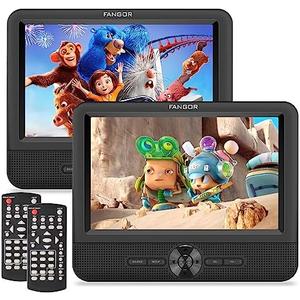 FANGOR 7.5 Inch Dual Portable DVD Player for Car, Car DVD Player Dual Screen Play a Same or Two Different Movies with Headrest Strap, Support Last Memory, AV Out/in, USB/SD Card, All Regions