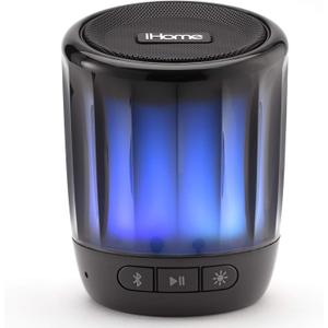 iHome PlayGlow Mini Portable Bluetooth Speaker - Rechargeable Color Changing Audio Device Perfect for Listening Anywhere (Model iBT810)