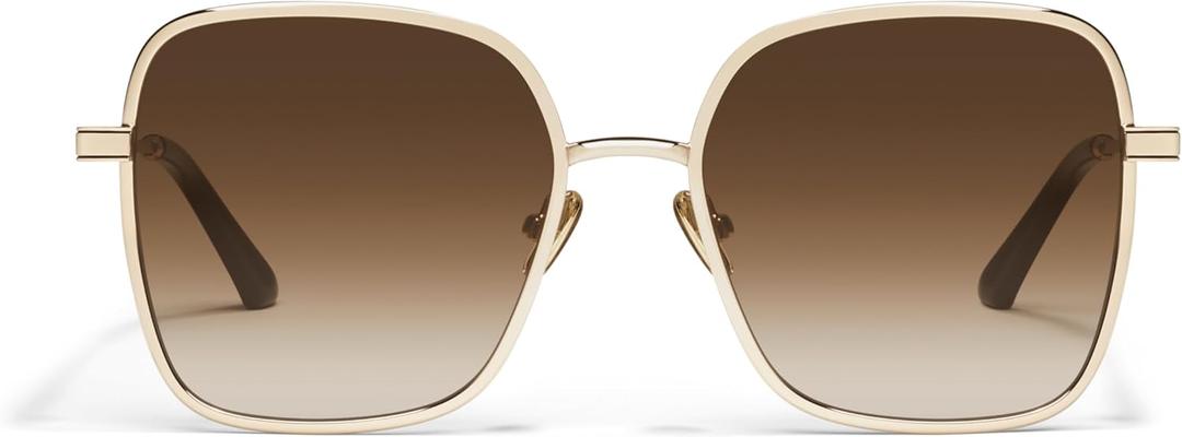 QUAY - Womens Sunglasses, Square Lenses with UV Protection, Oversized Sunglasses (Ever After) (Gold/Brown)