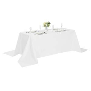 Cupuamon Rectangle Tablecloth 90x132 inch Washable Polyester Fabric Table Cloth for Wedding Party Dining Banquet Decoration（90x132, White