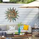 Verdigris Sun Wall Art Indoor/Outdoor Decor-24 Third Dimension Sun Wall Hanging Decoration for Home Bedroom Living Room Office Garden Yard Patio and Farmhouse