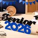 Yaomiao Senior 2026 Sign Graduation Props Grad Decorations Senior Black Blue Graduation Table Centerpieces Class of 2026 Sign for High School College
