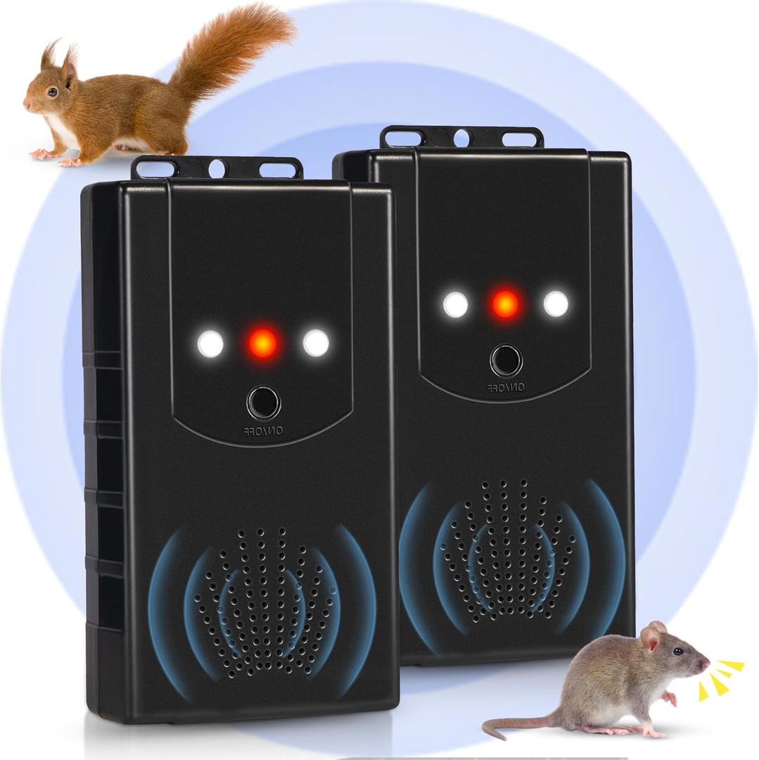 Rodent Repellent for Car Engine,Ultrasonic Mouse Repellent Car Rodent Repeller Under Hood Battery Operated Rat Deterrent with Flashing Lights,Keep Squirrels Rats Mice Out of Attic Outdoors Indoors