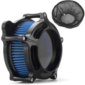 For Harley Davidson Air Cleaner Filter Sportster Touring Street Glide Road King Electra Dyna Softail Motorcycle Air Intake (Black-Blue Filter-01, B-For Softail/Dyna 1993-2015)