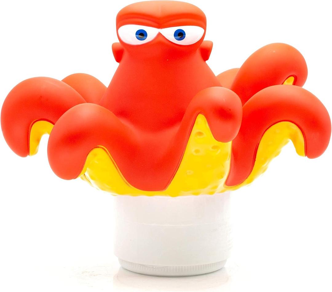 WWD POOL Pool Chlorine Floater, Floating Pool Chlorine Dispenser (Octopus), Fits 1 and 3 Inch Tablets for Large and Small Pools, Spa, Hot Tub