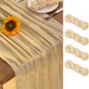 Champagne Gold Cheesecloth Table Runner 4 Pack Summer Sheer Cheese Cloth Table Runners Boho Gauze 120 Inches Summer Table Decorations for Champagne Bridal Shower Wedding Baby Shower Parties