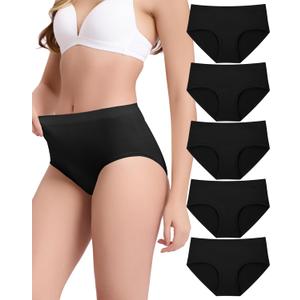 BAMBOO COOL Women's Underwear Ladies Brief Seamless Panties Moisture Wicking Stretchy Full Coverage, Size Medium