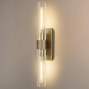 Brass Wall Sconces, Bathroom Wall Sconce, 22.8" Gold Wall Sconces, 2-Light Dimmable Wall Sconce, Sconces Wall Lighting with Glass, Vanity Light Tube Sconce for Bedroom Living Room, Hallway