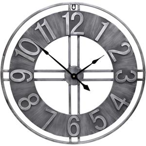 30 inch Large Wall Clock Decorative Solid Metal Retro Decor for Home Farmhouse Living Room (Grey Arabic Numerals)