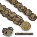 Wide Disc Belt for Women Disk Concho Belts Western Leather Belt Boho Waist Belt for Dress