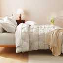 CozyLux Twin XL Comforter Set Beige, 5 Pieces Twin Extra Long Pintuck Bed in A Bag for College Dorm, All Season Bed Set Gift, Pinch Pleat Bedding Set with Comforter, Sheets, Pillowcase & Sham