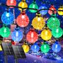 Multicolor Solar Christmas String Lights Outdoor, 2-Pack 100 LED 64FT Crystal Globe Solar Lights Outdoor Waterproof with 8 Lighting Modes, Christmas Decorations for Xmas Tree Wedding Patio Party